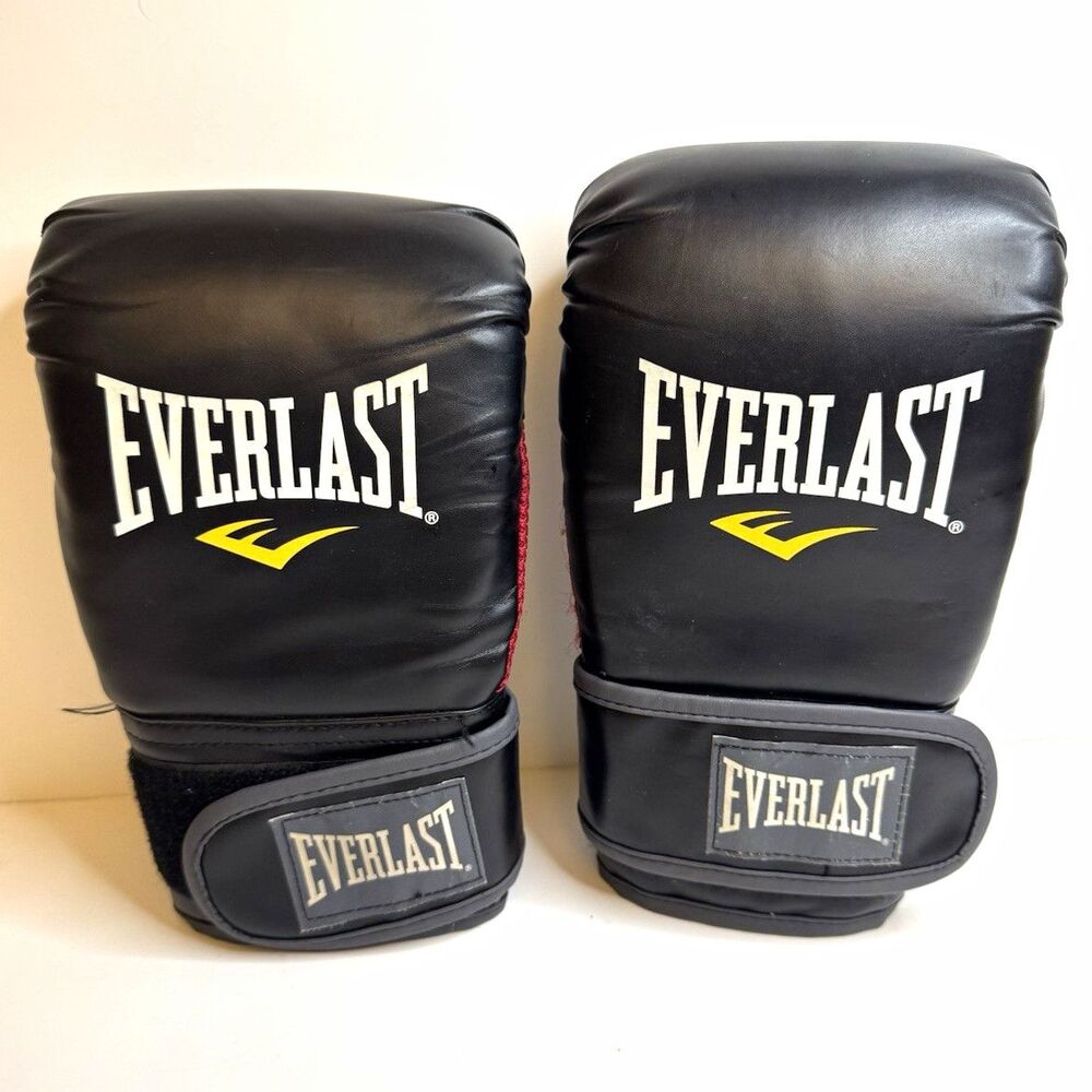 Everlast MMA Heavy Bag Gloves 7502LXL Black Red Size L/XL Wrist Wrap Open Palm